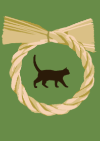 シンプルなネコ（神社前のクロネコ）