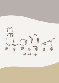猫とカフェ -ブラウンベージュ-