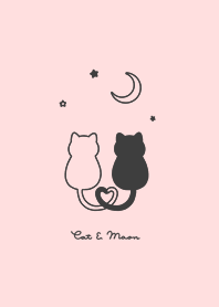 ネコと月。黒とピンク。