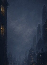 雨夜樓影城市夜景