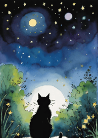 A cat gazing at the starry sky C7AA12