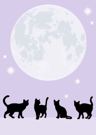 幸運の満月の黒猫/パープル