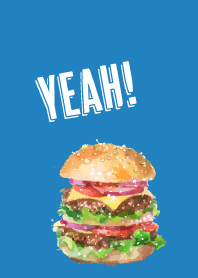 hamburger on blue