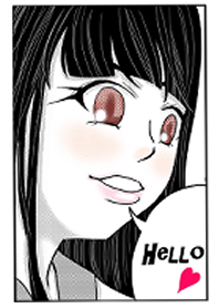 "Cartoon"Girl and cat