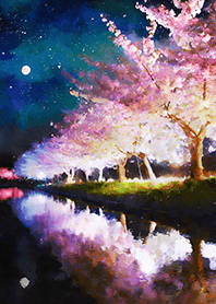 Beautiful night cherry blossoms#614