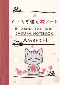 Relaxing cat and SAKURA notebook