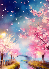Beautiful night cherry blossoms#353