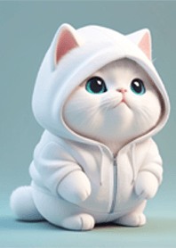แมวน้อยสีขาวสวมหมวกคลุม
