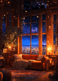 Cosy starry night sky bedroom