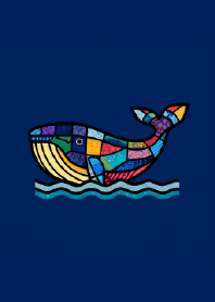 Patchwork Whale in Deep Blue Sea