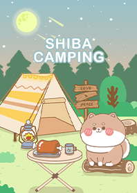 shiba inu- camping/gradient/beige