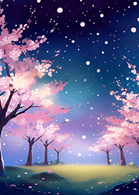 Beautiful night cherry blossoms#2716