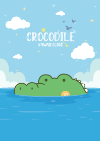 Crocodile On The Sea Blue