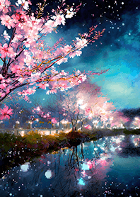 Beautiful night cherry blossoms#909