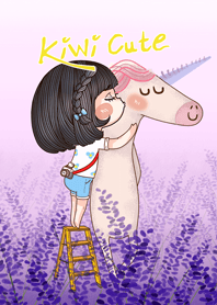 Kiwi Cute & Unicorn in Lavender
