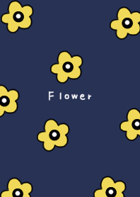 Navy and yellow floral print.