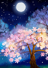 Beautiful night cherry blossoms#1165
