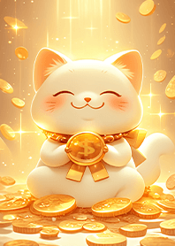 Wealth freedom golden coin lucky cat