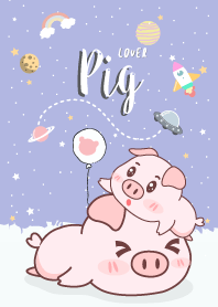 หมูอ้วงกับกาแล็กซี่สีม่วงพาสเทล