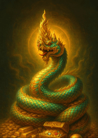 พญานาคเขียวทอง คุ้มครองทรัพย์