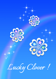 Luck rises ! Blue sky and Lucky Clover.