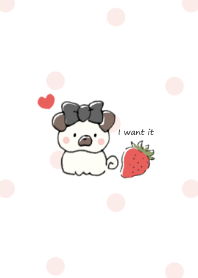 Pug&Strawberry:white dot