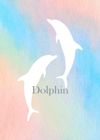 Watercolor background and dolphins 5.