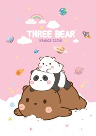 หมีสามตัว สายไหม สีชมพู