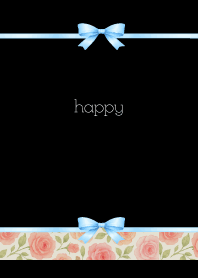 Roses and ribbon02 on black JP