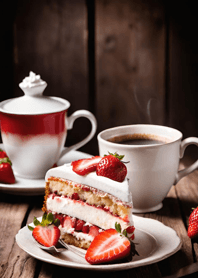 Coffee strawberry chocolate cake E7559f