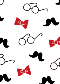 Glasses, mustache and bow tie