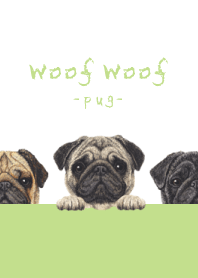 Woof Woof - Pug - WHITE/YG