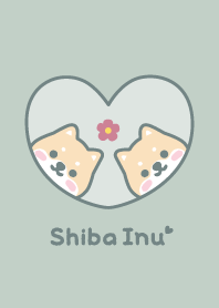 ชิบะอินุ ดอกไม้ [ความหมองคล้ำสีเขียว]