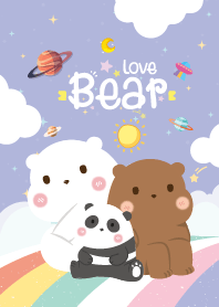 คุณหมีสามตัว สายรุ้ง สีม่วงอ่อน