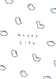 Small Dinosaur pattern(24)/white navy