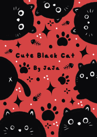Cute Black Cat (Red) No.04 By JaJa