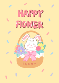 Happy flower rabbit (yellow)