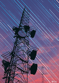 Meteor shower and Steel tower from Japan