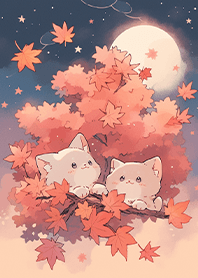 月光下的楓葉小貓咪❤️海軍藍