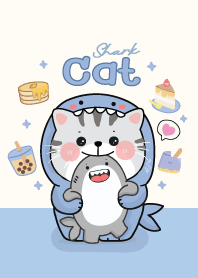 Cat cute with shark
