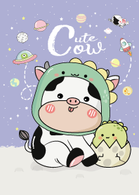 cow & dino cute purple