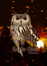 Cool Eagle Owl (forest, sunset)