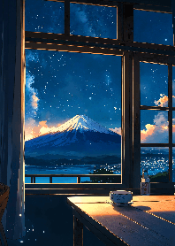 Mt.Fuji starry night sky