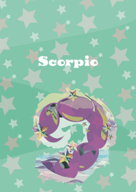 scorpio constellation on blue green