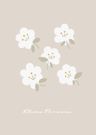 White Flowers Pattern-Brown