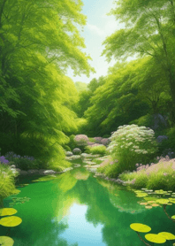 Tranquil mountain water forest t9usm