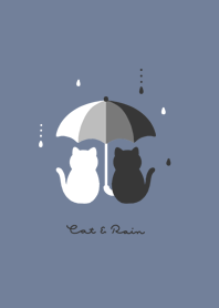 Cats & Umblella(NL)/gray blue