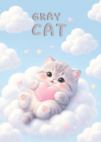 Cute Gray Cat In Sky Land