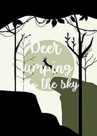 Deer jumping into the sky light green