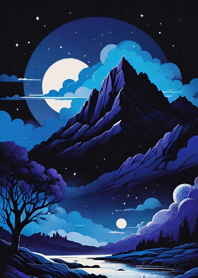 Moon in the dark night fF5f3E